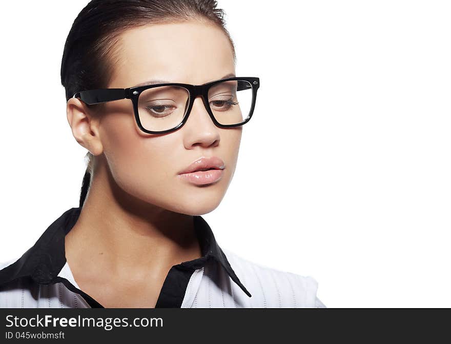 Portrait of beautiful business woman wearing glasses