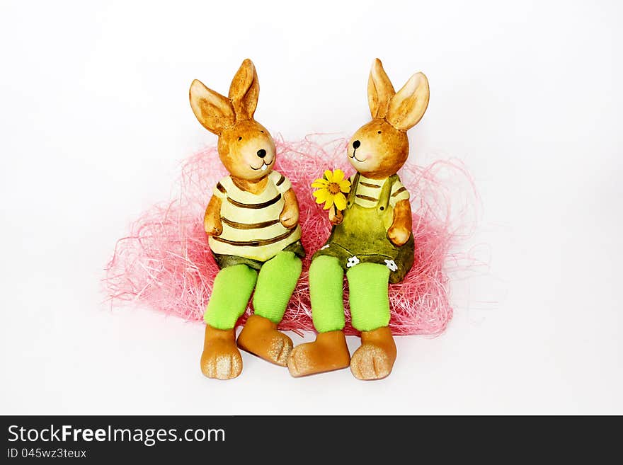 Toy Easter Rabbits In Love