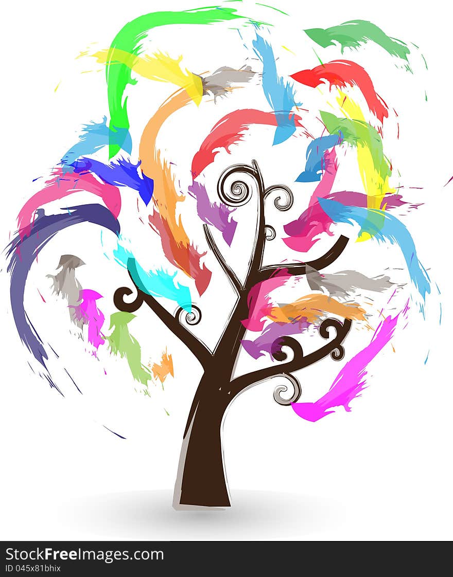 Creative abstract colorful tree concept artwork