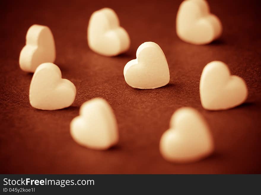 Group of heart-shaped pills