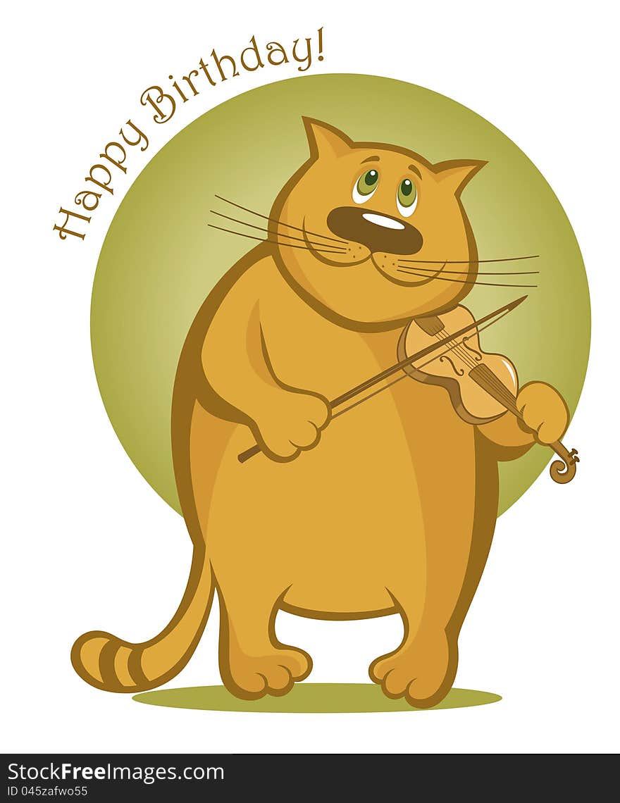 Smiling Cat Playing The Violin