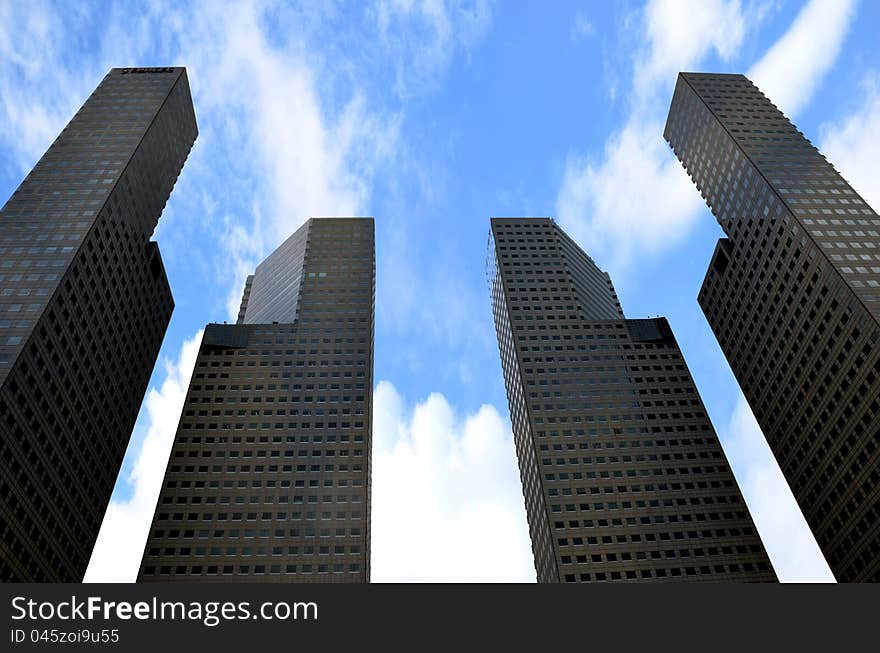 Office building in business center with nice sky. Office building in business center with nice sky