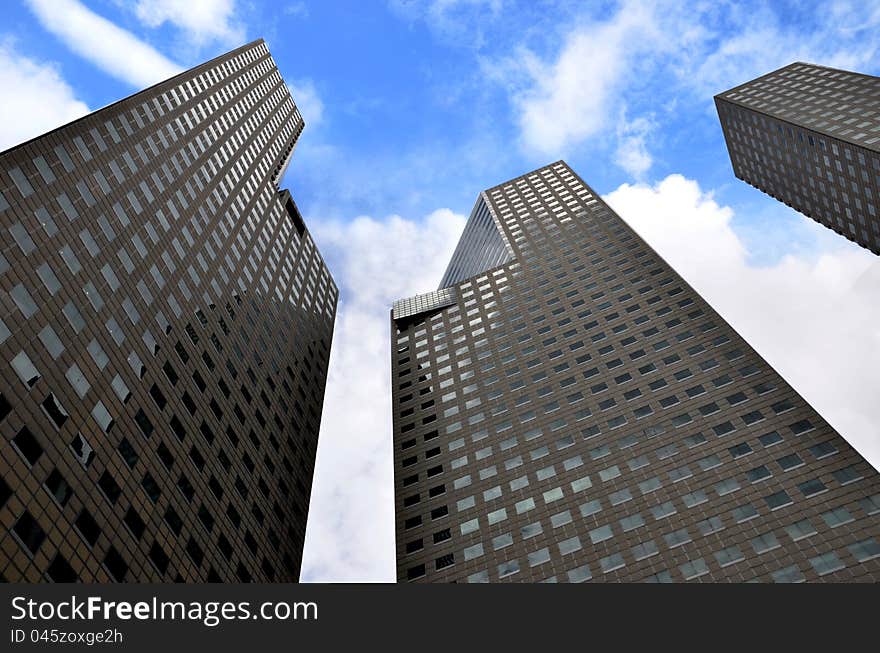 Looking up new skyscraper office block. Looking up new skyscraper office block