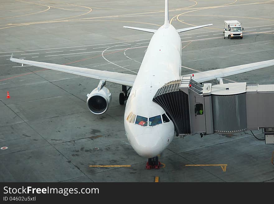 Passenger aircraft is being boarded