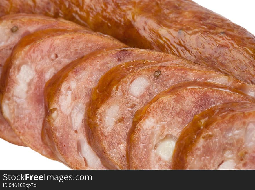 Sliced sausage.