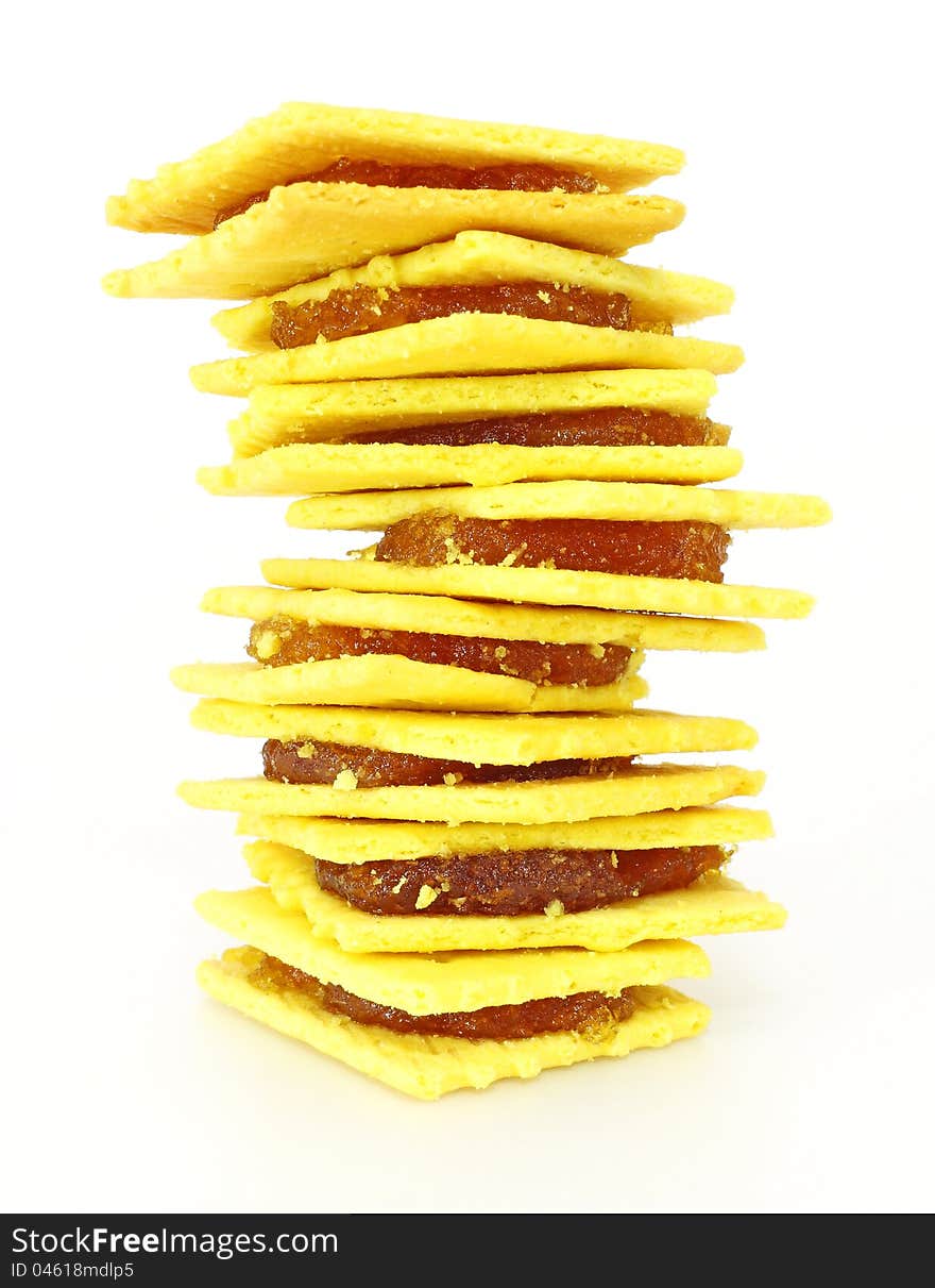 Stack of biscuit, pineapple jam