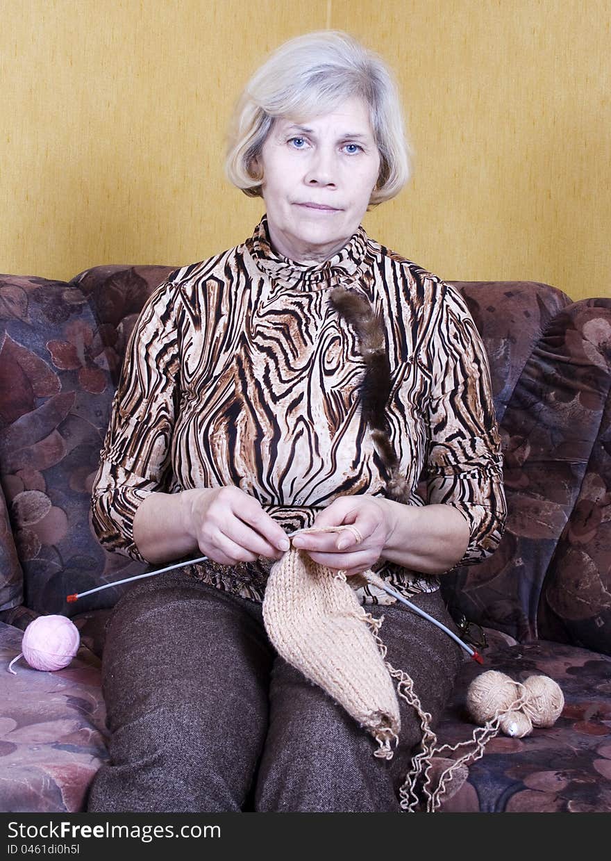 Woman with knitting