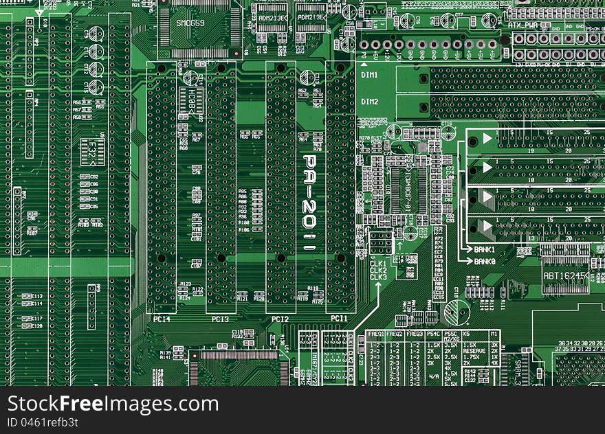 Close Up Detail of Generic Printed Curcuit Board. Close Up Detail of Generic Printed Curcuit Board