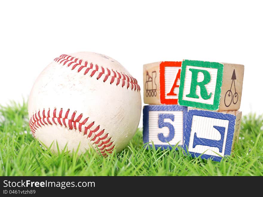 Baseball on Grass with Fun Blocks. Baseball on Grass with Fun Blocks