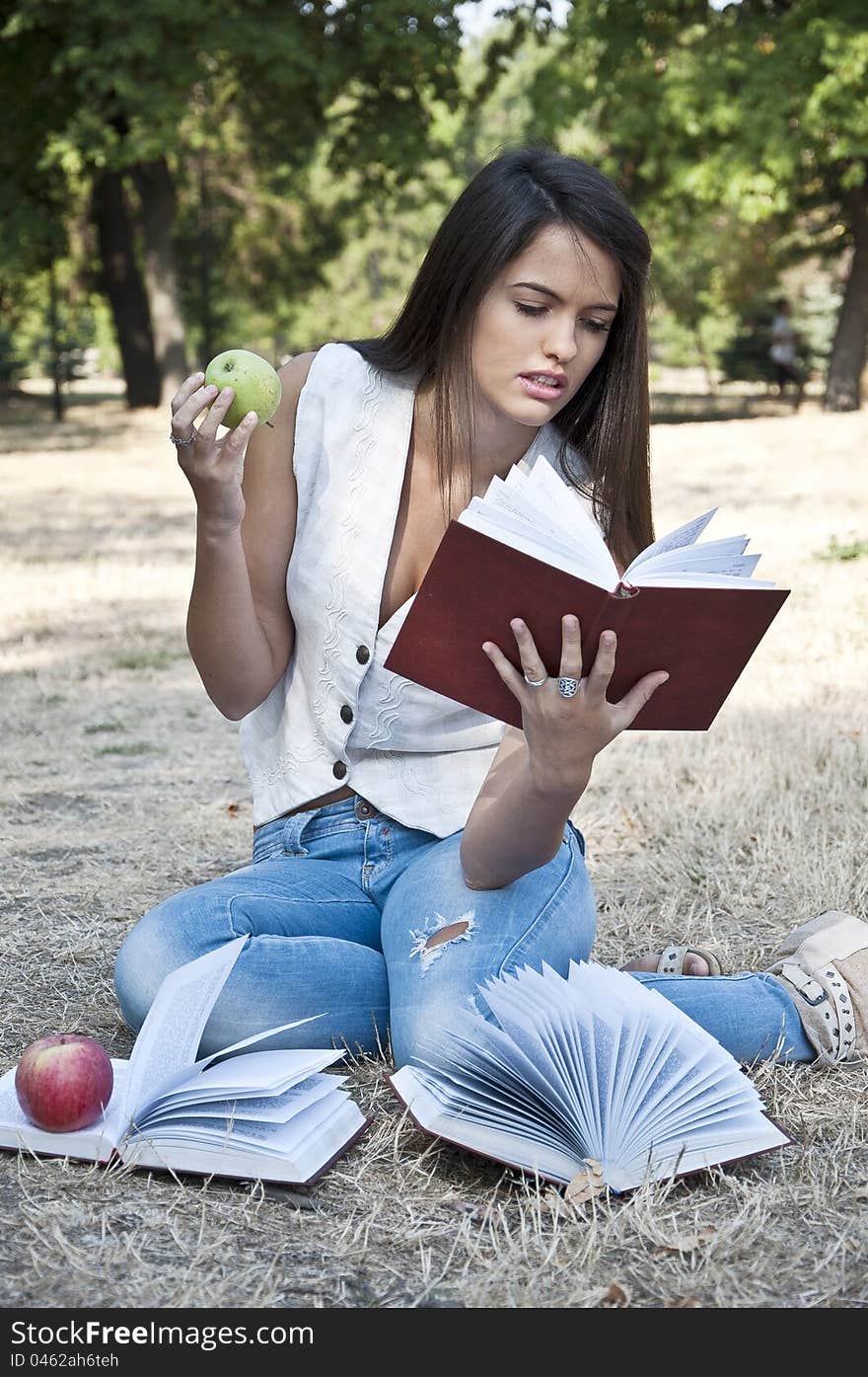 Young woman photographed in park. Young woman photographed in park