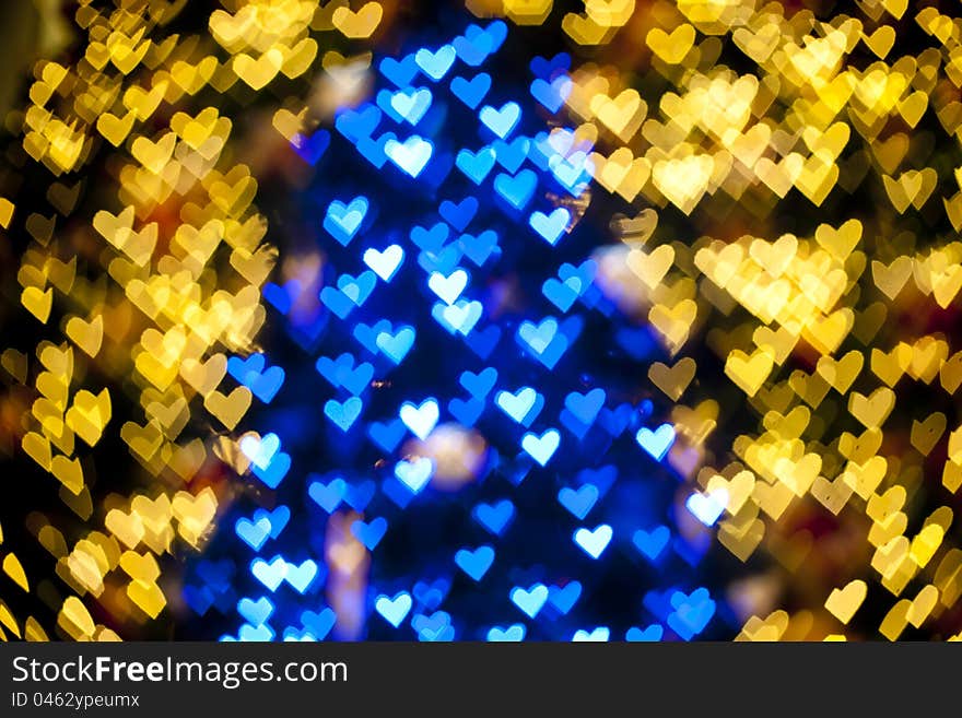 Blurred of heart shape christmas light