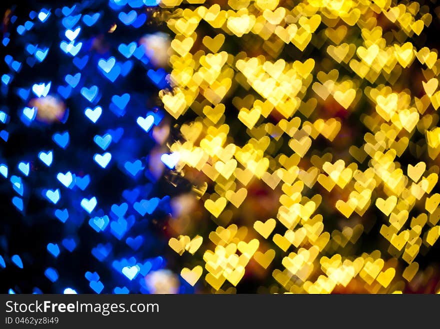 Blurred Of Heart Shape Christmas Light