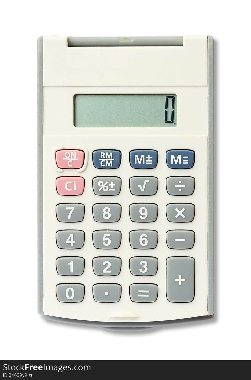 White calculator isolated on white background