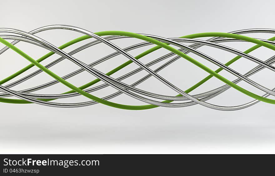 Twisting metal and plastic over neutral background. Twisting metal and plastic over neutral background