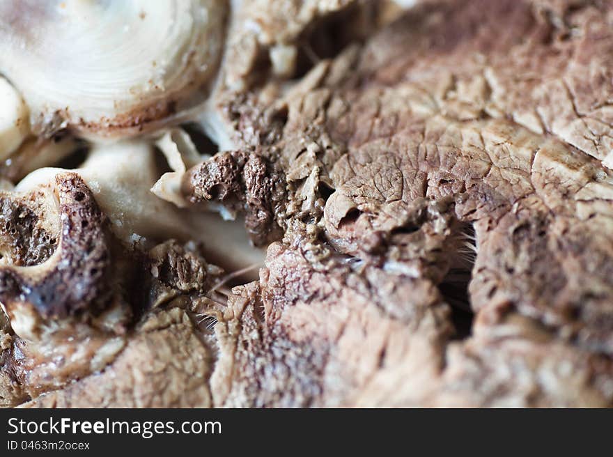 Piece of boiled meat closeup. Piece of boiled meat closeup