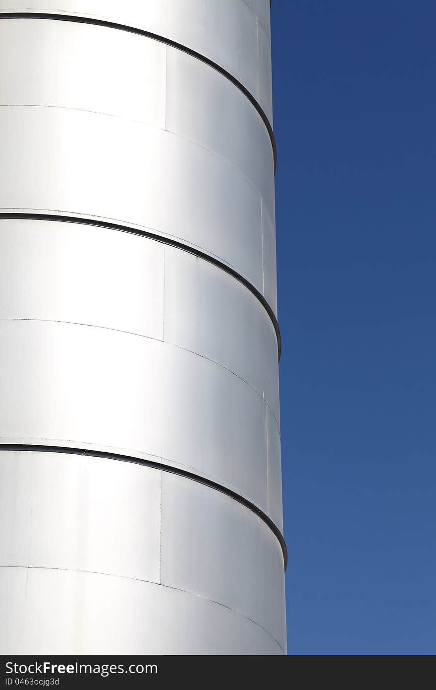 Close up of steel tank against a blue sky. Close up of steel tank against a blue sky