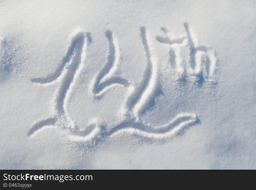 Stylized 14th drawn on the snow