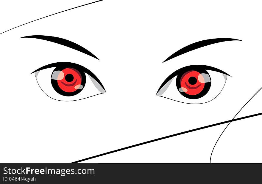 Vector illustration of red eyes. Vector illustration of red eyes