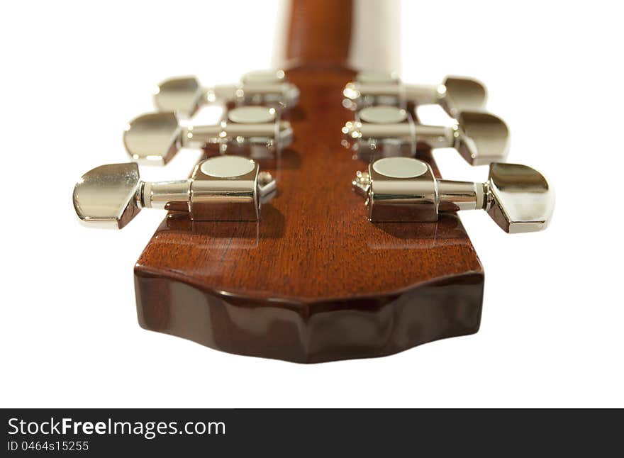 Guitar of headstock on a white background