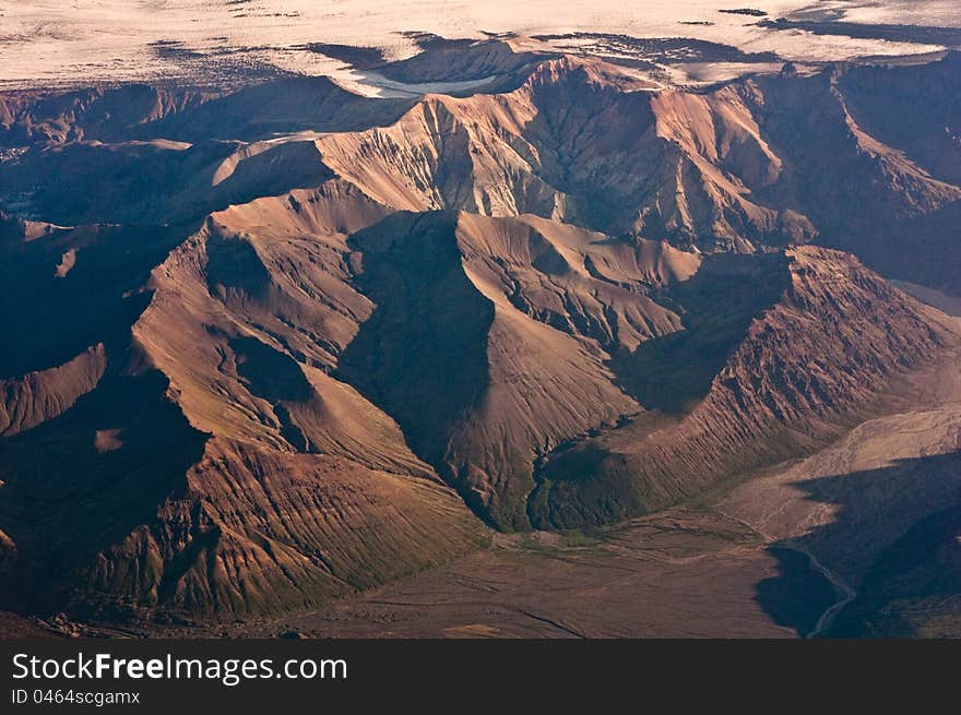 Red mountain massive as seen from space