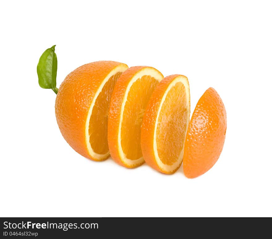 Round Lobules Of Orange Stand In One Row