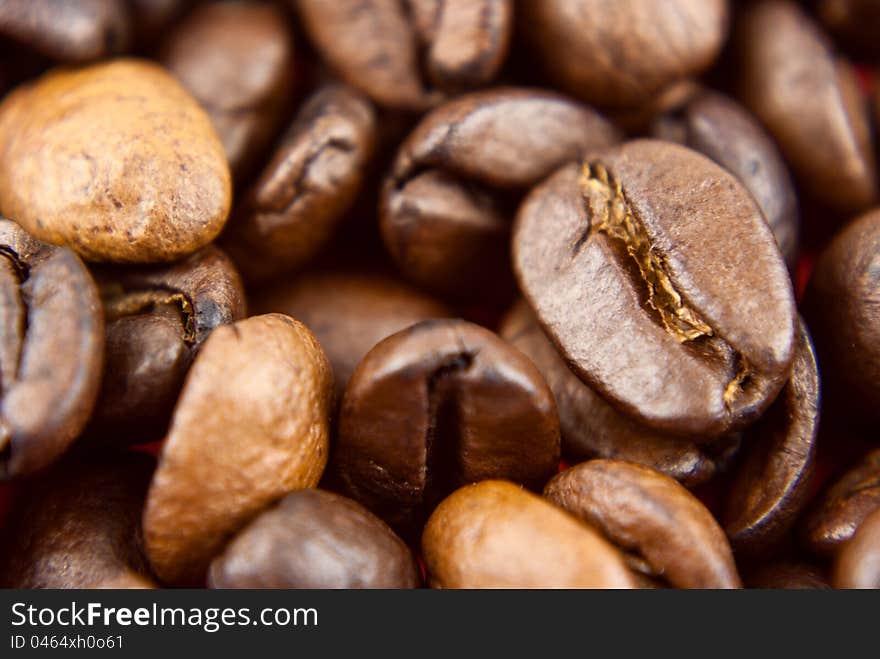 Coffee beans background close up