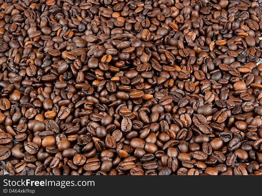 Coffee beans Scattered, fried thoroughly