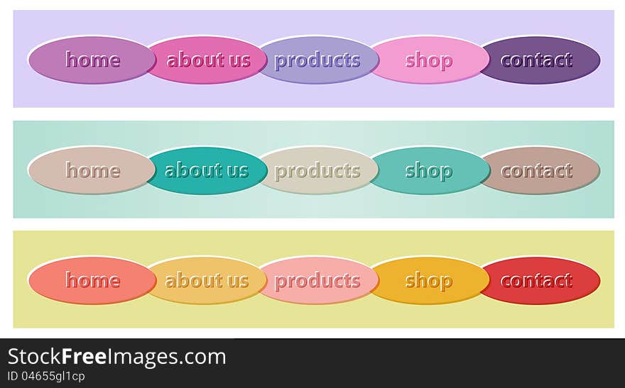 Set of colorful buttons for internet page