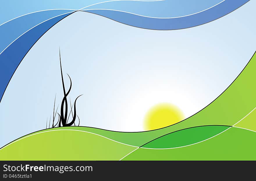 Vector illustration of spring weather with landscapes. Vector illustration of spring weather with landscapes.