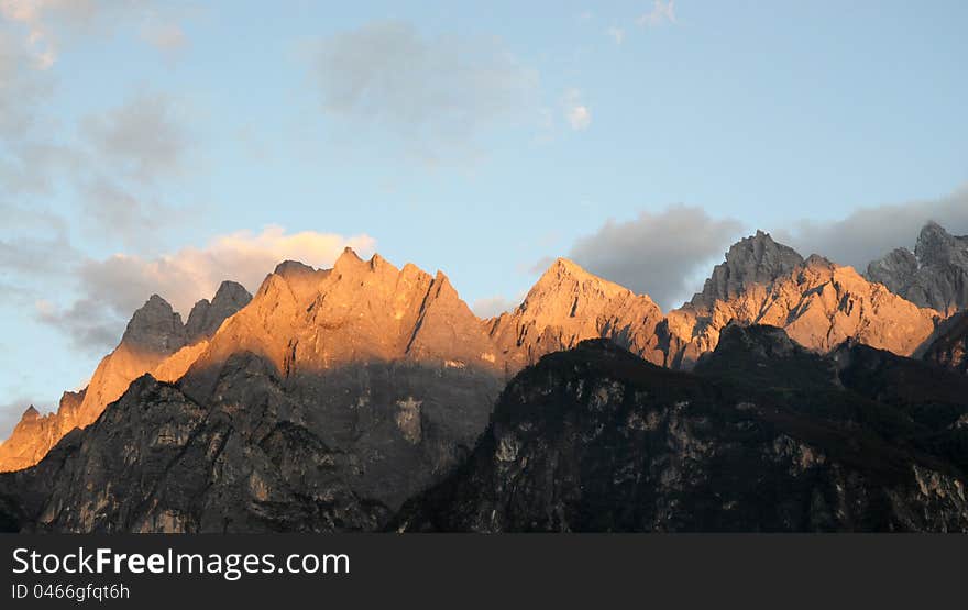 Sunset of Jade Dragon Snow Mountain,Lijiang,China. Sunset of Jade Dragon Snow Mountain,Lijiang,China