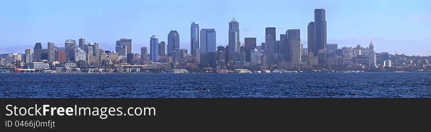 Seattle skyline panorama, Washington state. Seattle skyline panorama, Washington state.