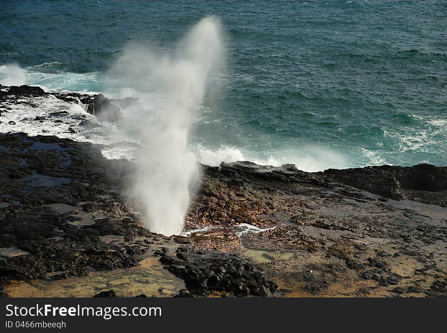 Spouting Horn at Poipu Beach, Kauai, Hawaii, USA