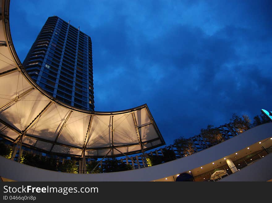 A hotel at night