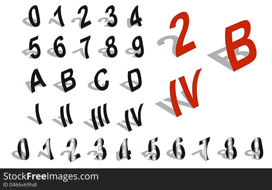 Number and alphabet style for designing. Number and alphabet style for designing