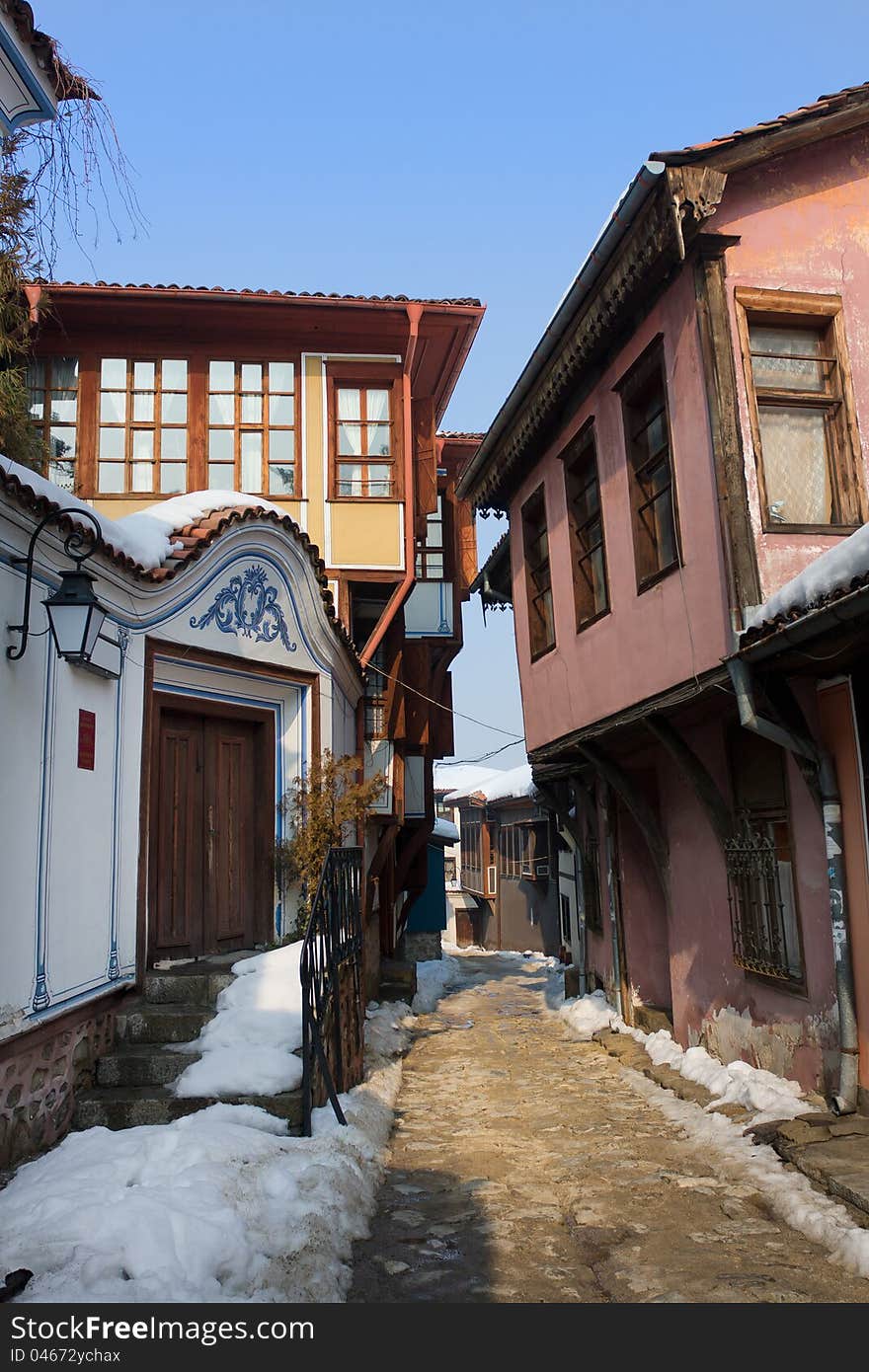 Traditional bulgarian revival style architecture in Plovdiv old town, Bulgaria. Traditional bulgarian revival style architecture in Plovdiv old town, Bulgaria