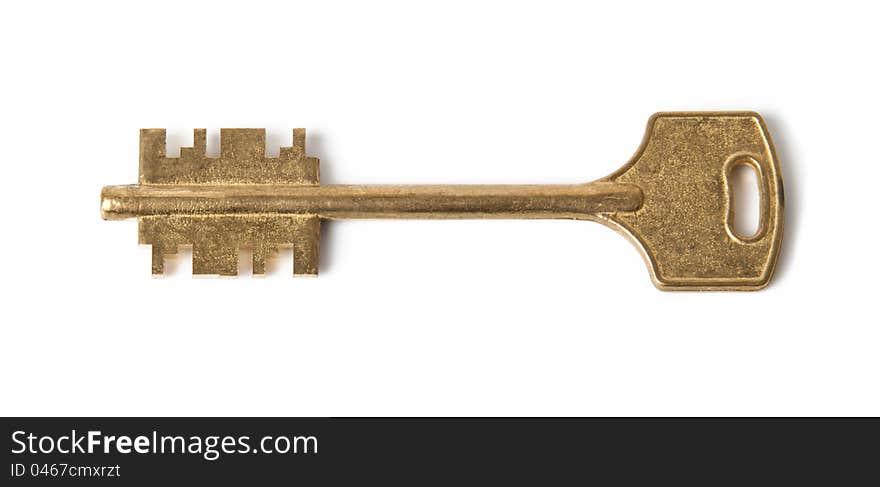 Golden key on white background. Golden key on white background