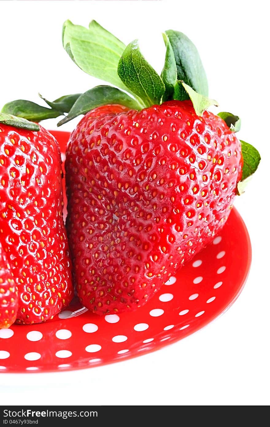 Fresh red strawberries isolated on white background