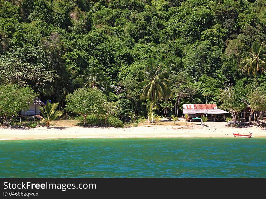 Shed on the beach in sunny day