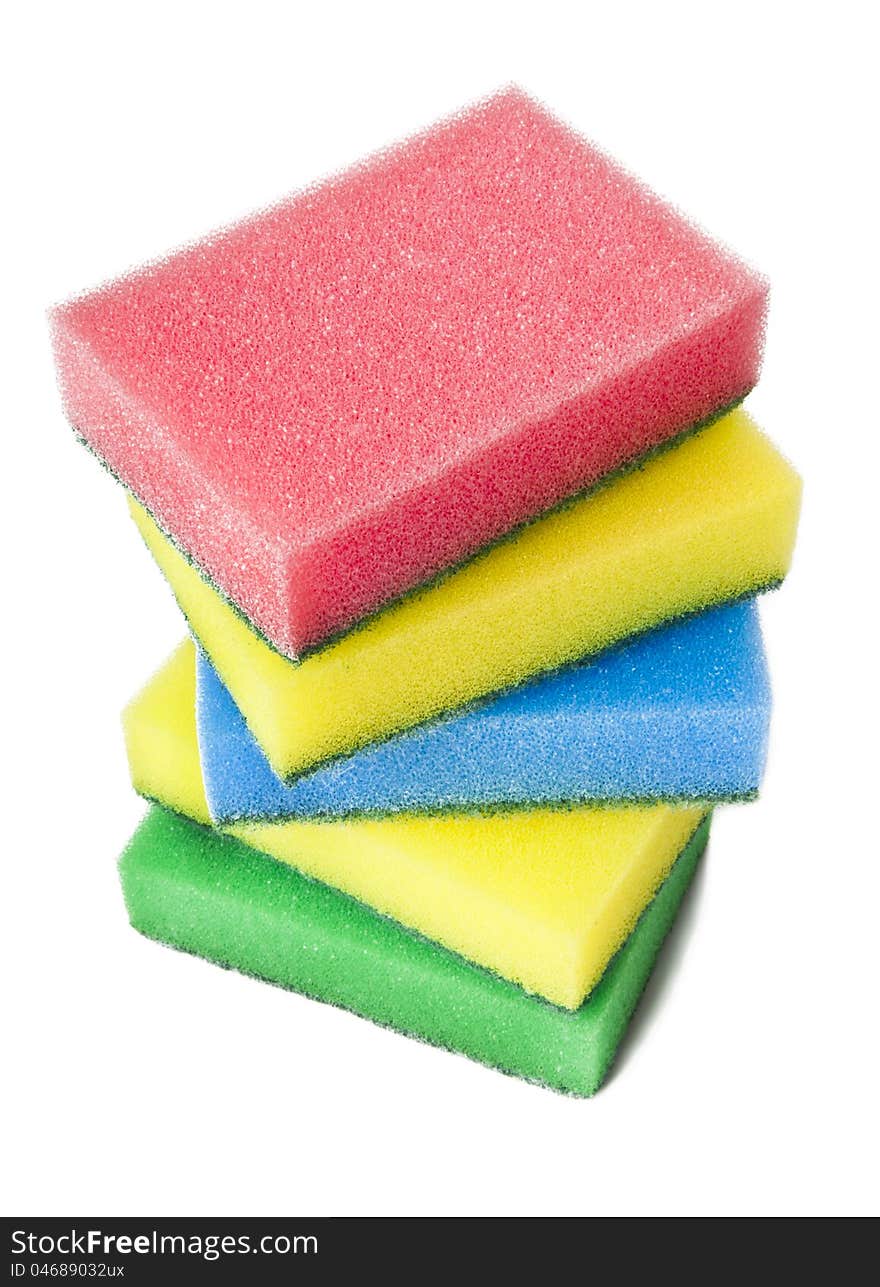 Group of kitchen sponges isolated on the white background