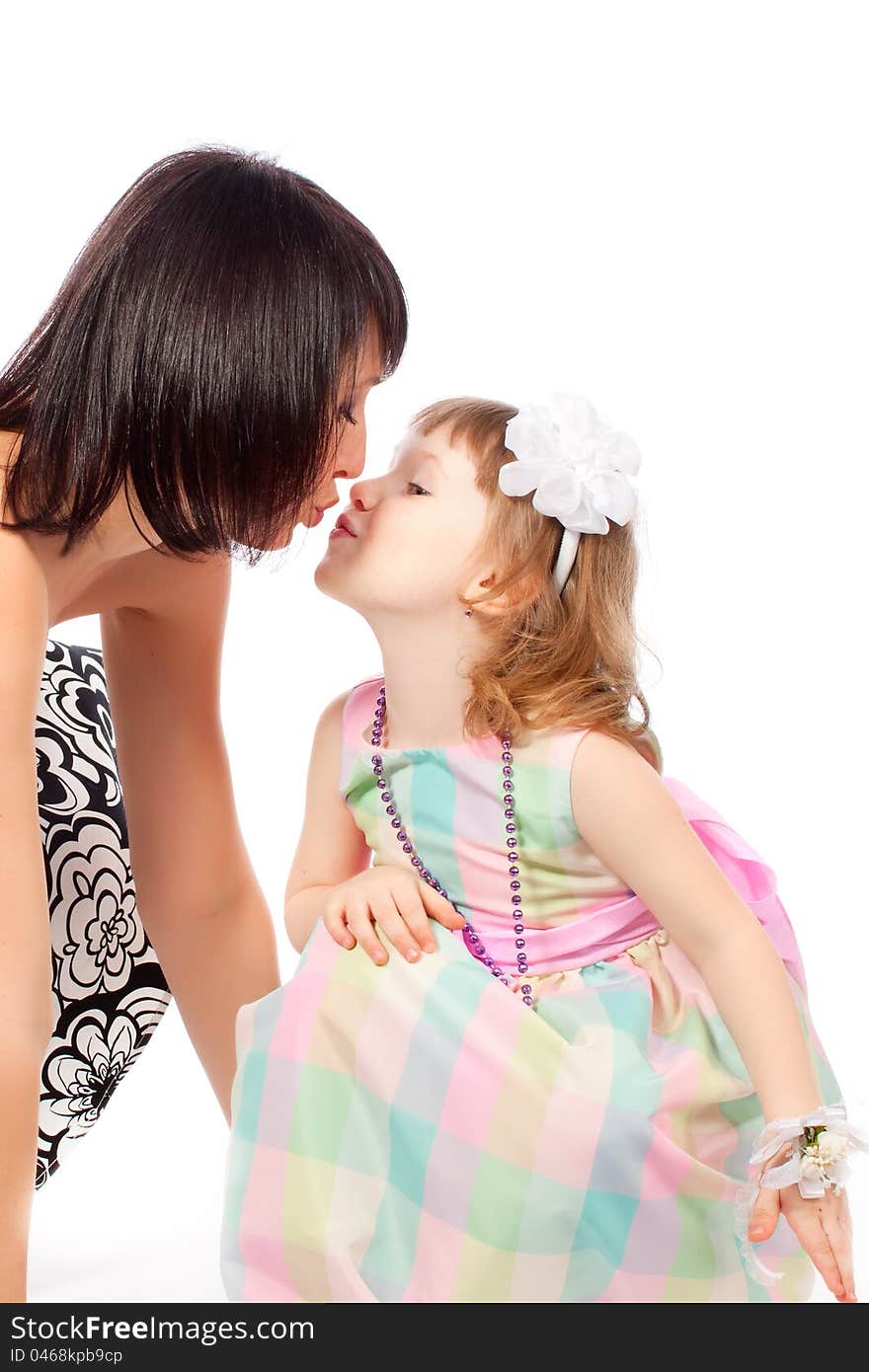 Mother kiss girl daughter women love family. Mother kiss girl daughter women love family