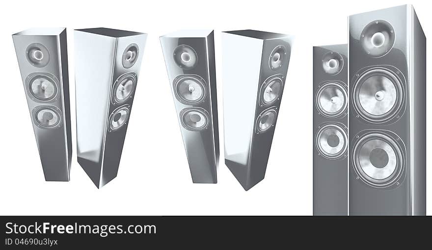 3d stereo speakers isolated on white