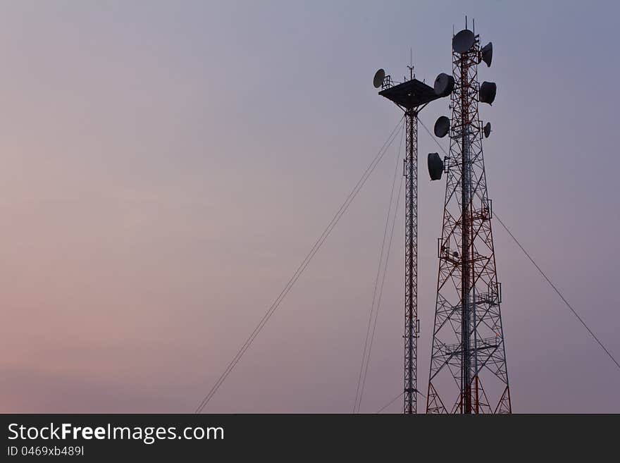 Telecommunications towers.