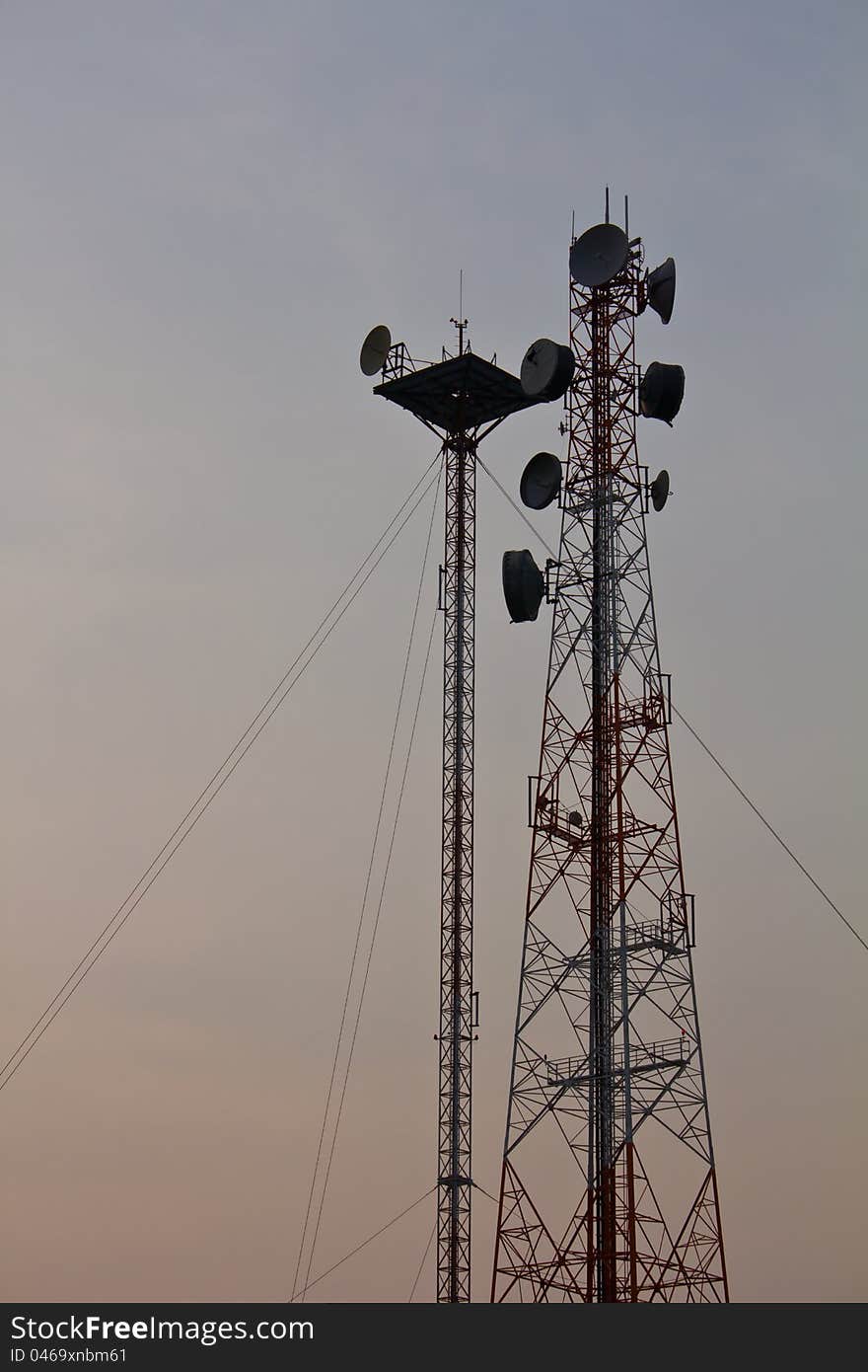 Telecommunications towers.