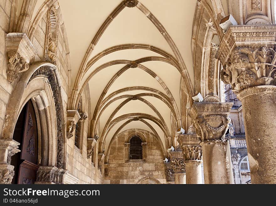 Pattern ceiling of old exterior church - Dubrovnik