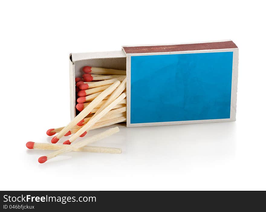 Blue matchbox isolated on a white background