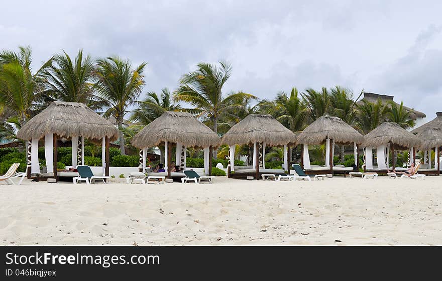 On the Riviera Maya many of the resorts offer these kind of dream day beds. On the Riviera Maya many of the resorts offer these kind of dream day beds