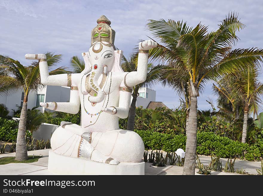 Statue of an elephant goddess at the resort in Mexico. Statue of an elephant goddess at the resort in Mexico