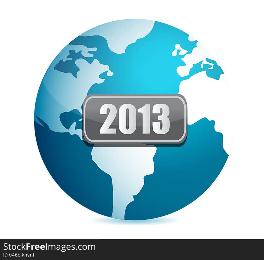 2013 globe illustration design over white background