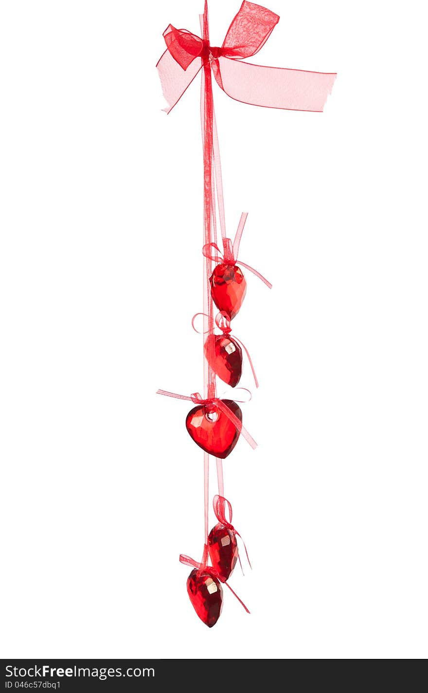 A red heart hang on string