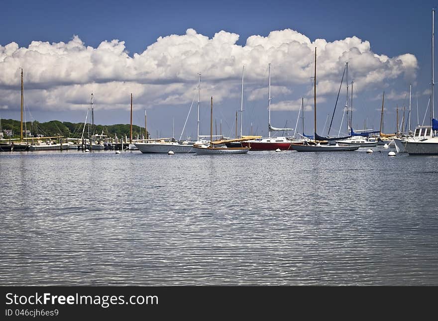 Sailboats on a sunny Summer day off Martha's Vineyard on Cape Cod in Massachusetts. Sailboats on a sunny Summer day off Martha's Vineyard on Cape Cod in Massachusetts.